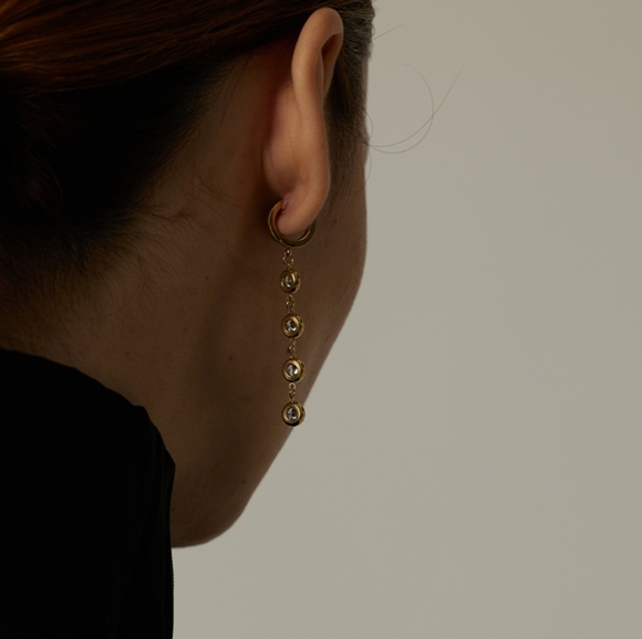 Stylish Colored Diamonds Long Earrings - Picture 5 of 6